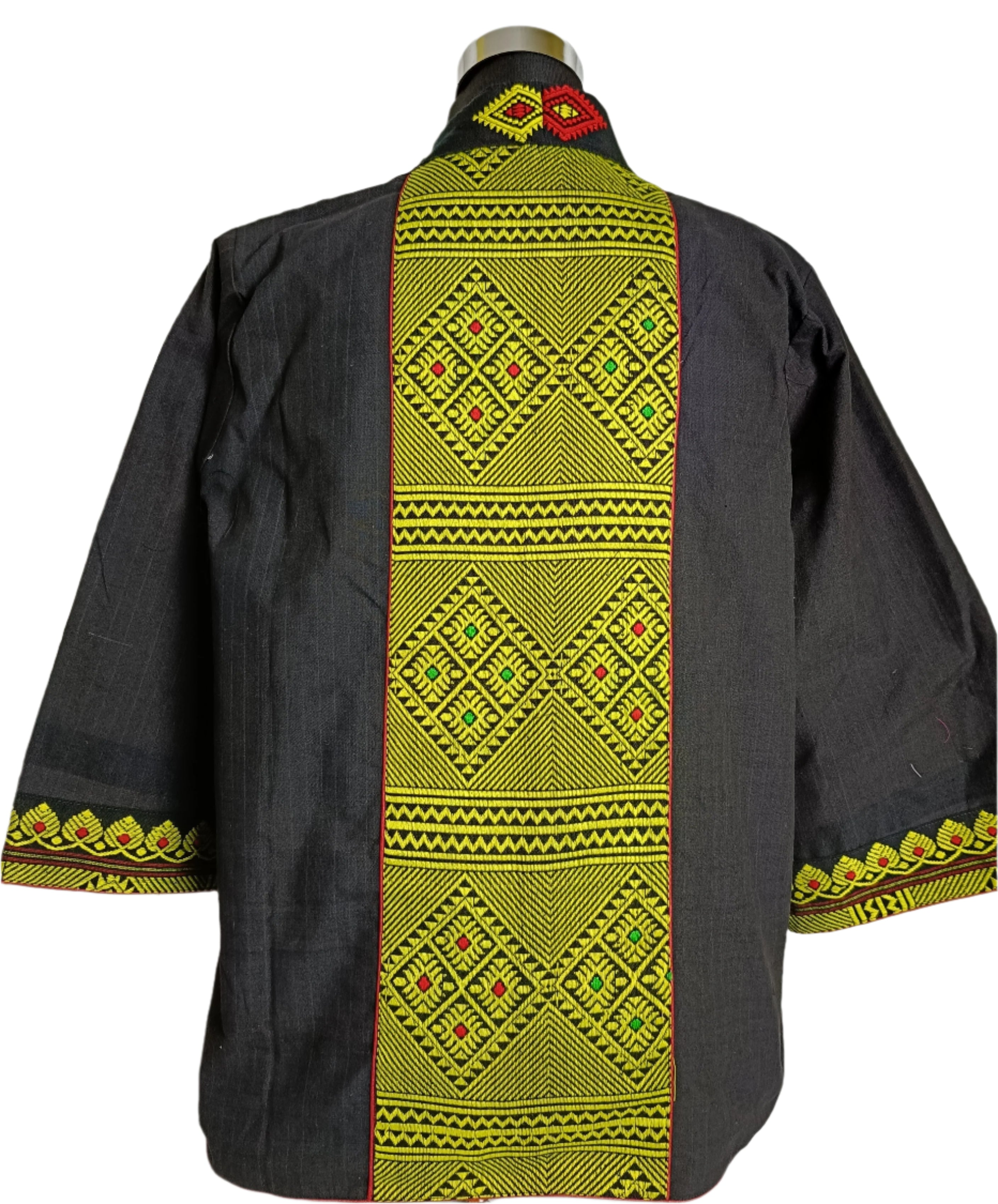 Black Shrug with Assamese traditional motifs.